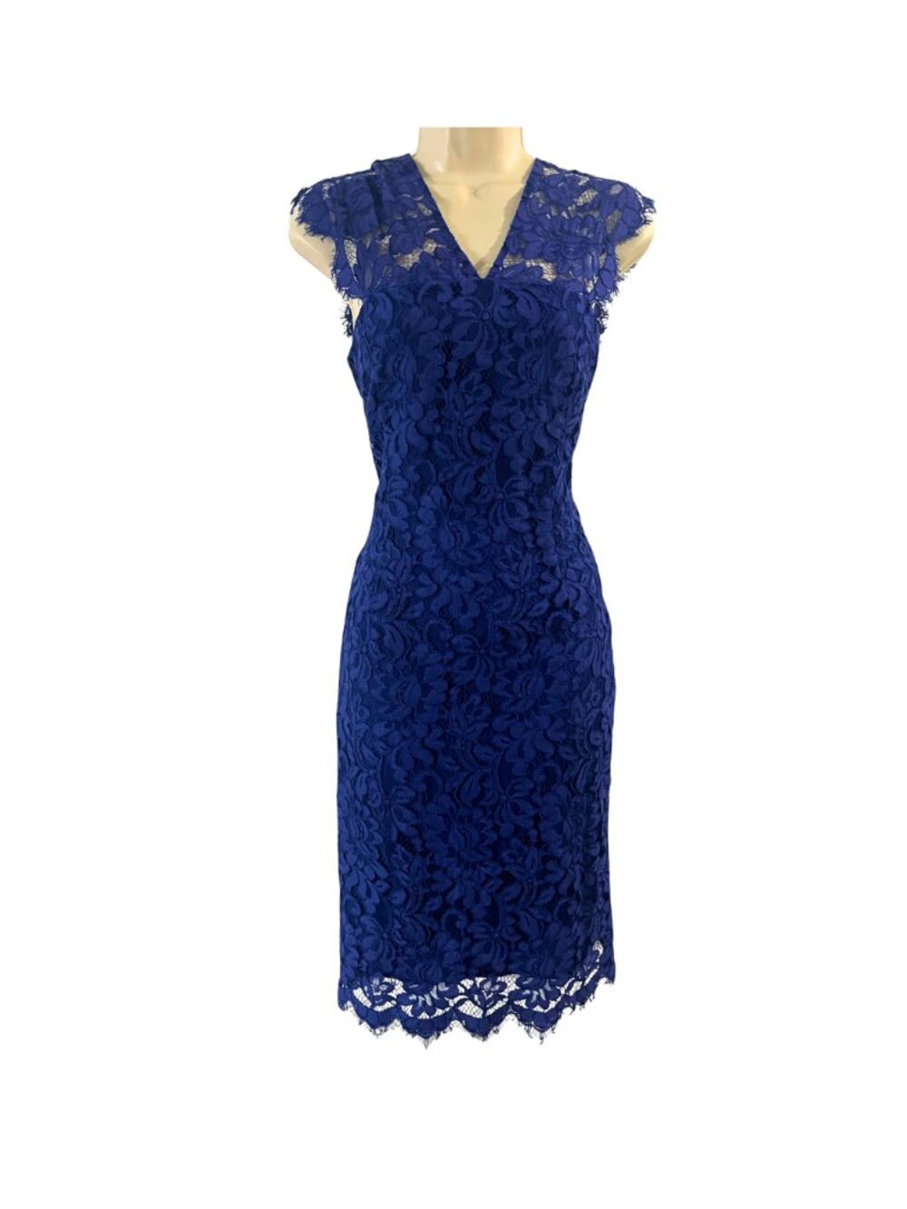 SET Fashion Royal Blue Floral Lace Sheath Dress 6